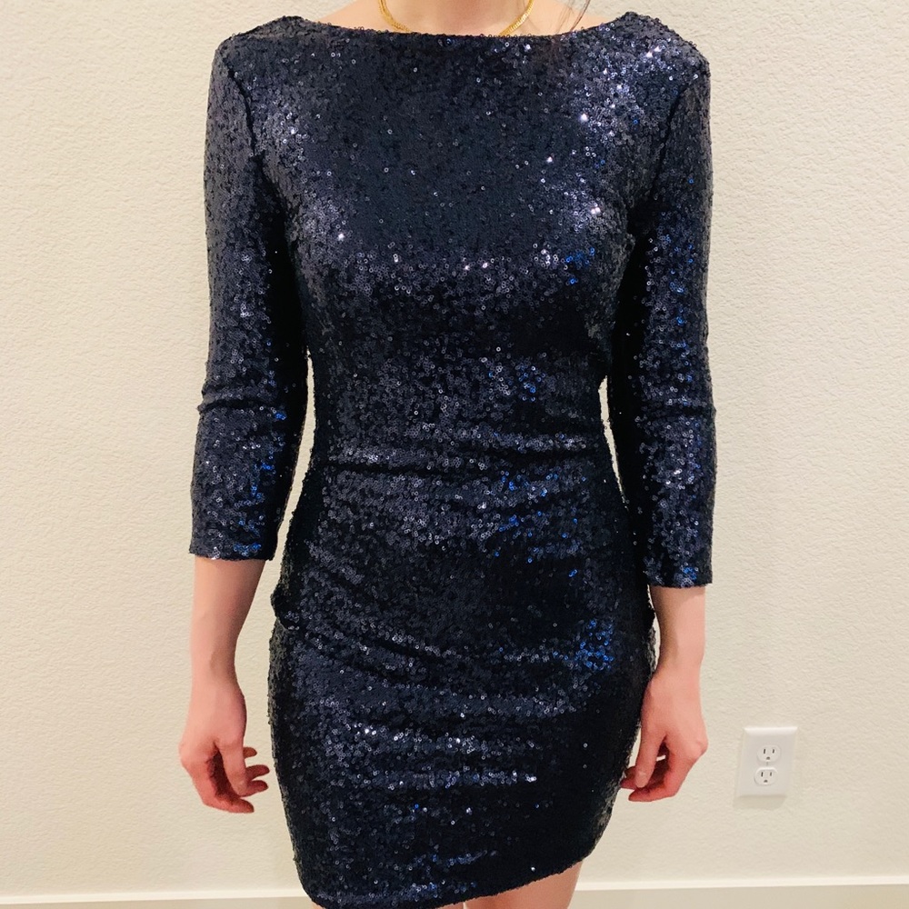Tobi sequined dark blue dress